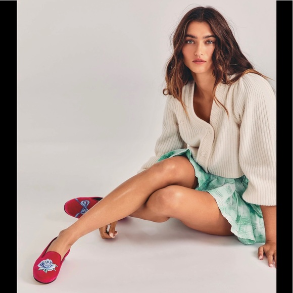 NIB LOVESHACKFANCY X STUBBS & WOOTTON  Pink Rose Bow Slipper Loafer Shoes 6.5 - Picture 3 of 3